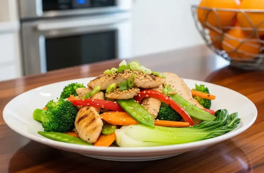 Frango xadrez fit com arroz integral
