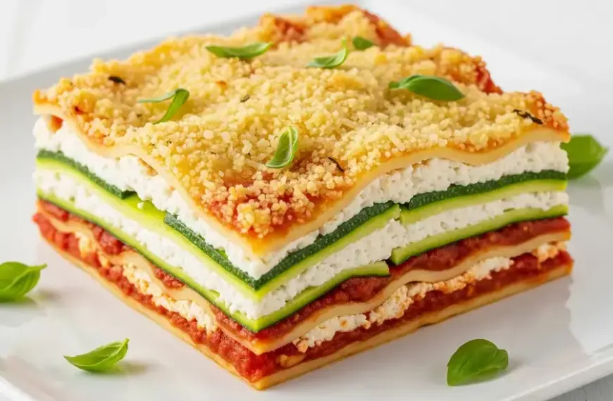 Lasanha de abobrinha com ricota e frango