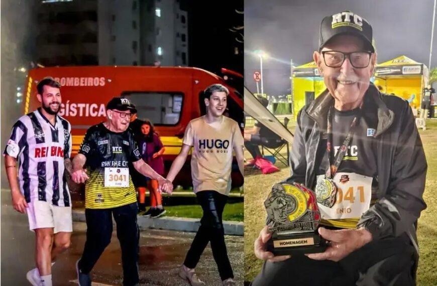 Idoso de 104 anos brilha em corrida de 3km em Florianópolis