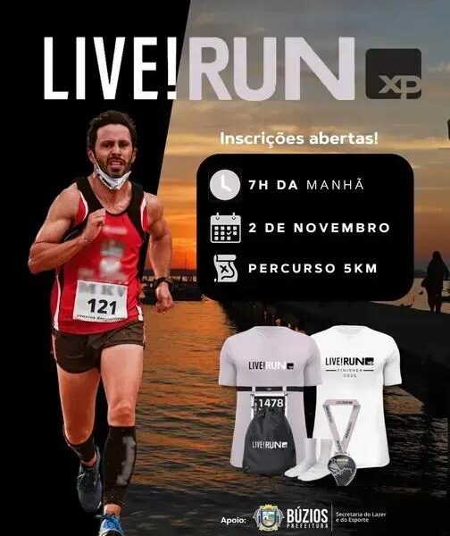 Búzios recebe a etapa da Live! Run XP neste domingo