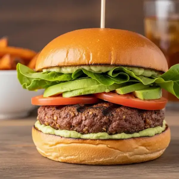 Hambúrguer de quinoa com cogumelos