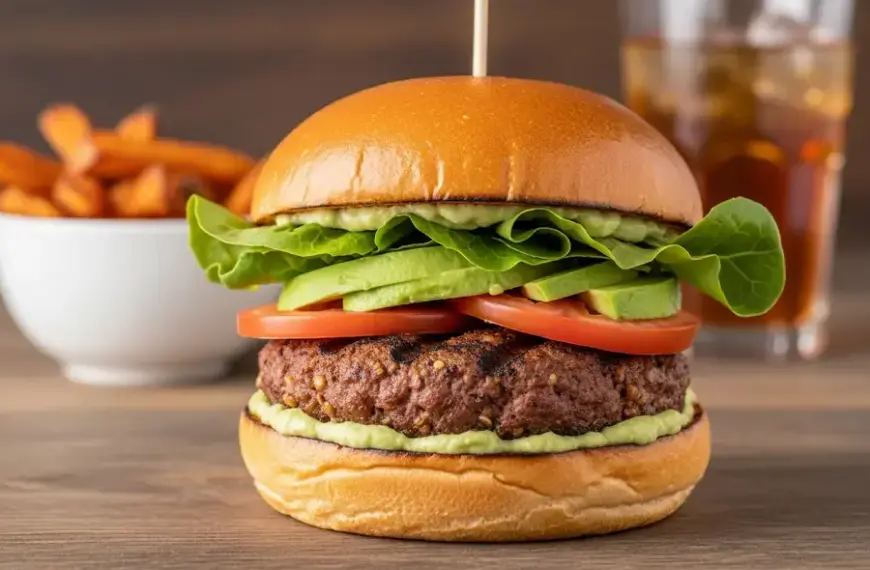Hambúrguer de quinoa com cogumelos