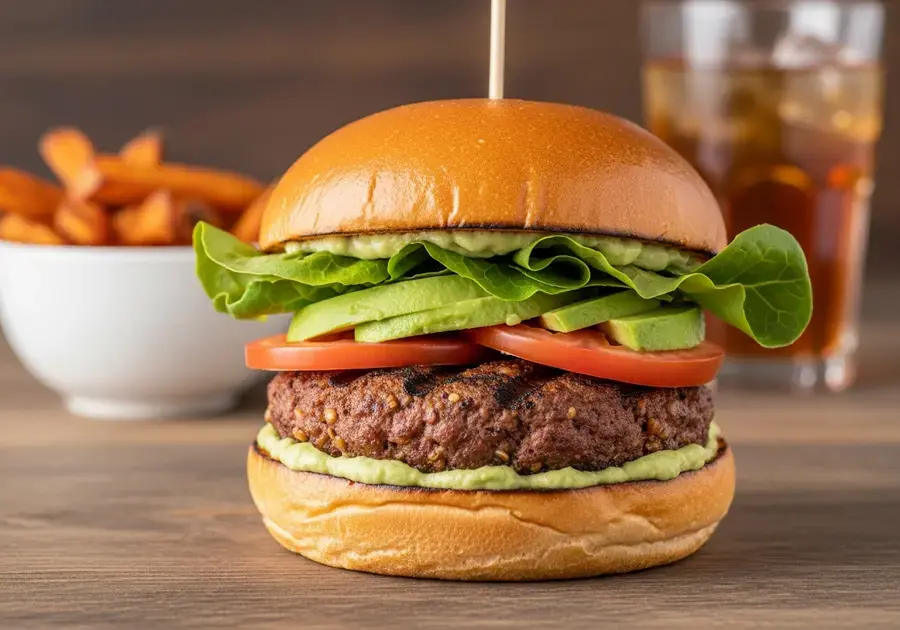 Hambúrguer de quinoa com cogumelos
