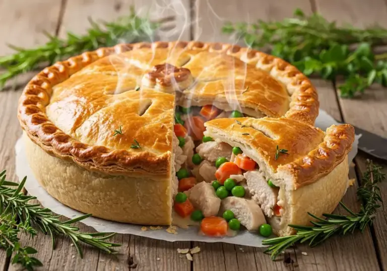 Torta integral de frango com brócolis