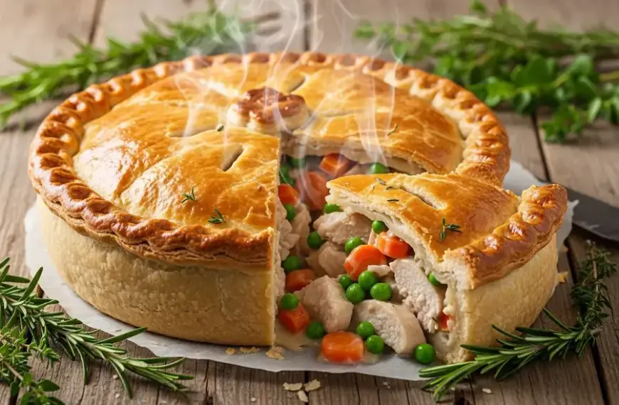 Torta integral de frango com brócolis