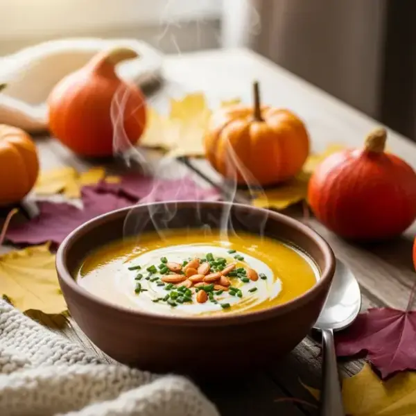 Creme de abóbora com gengibre e chia