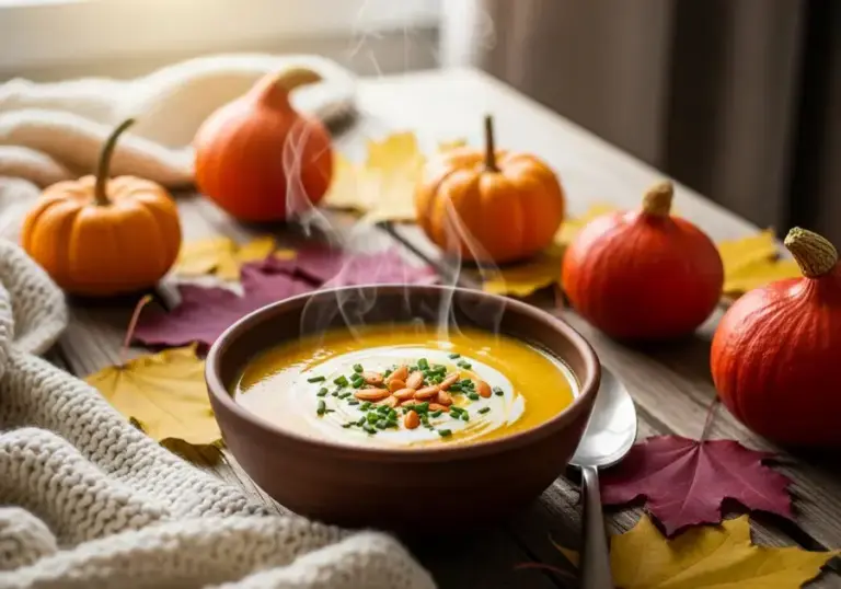 Creme de abóbora com gengibre e chia