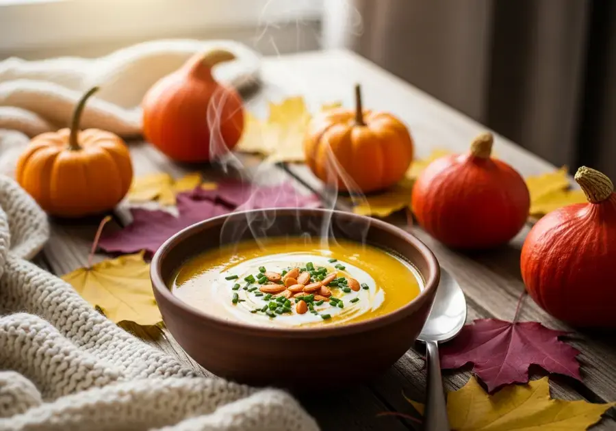 Creme de abóbora com gengibre e chia